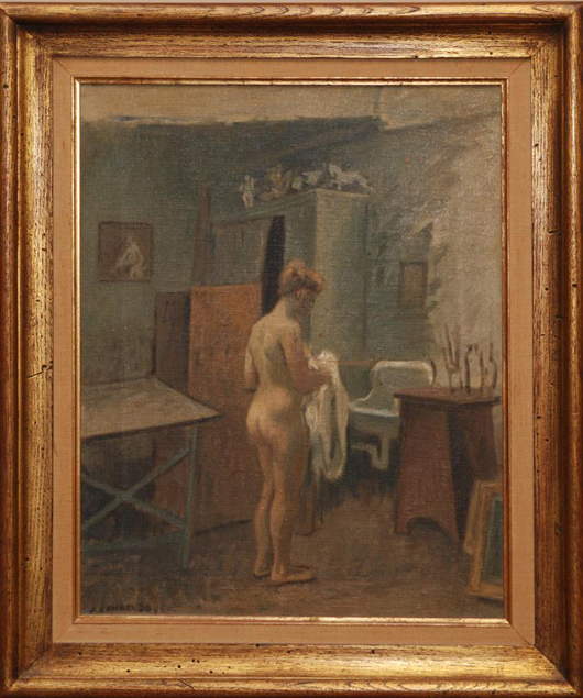 Original oil on canvas painting by Raphael Soyer (1899-1987), framed (est. $6,000-$8,000). Image courtesy of Elite Decorative Arts.